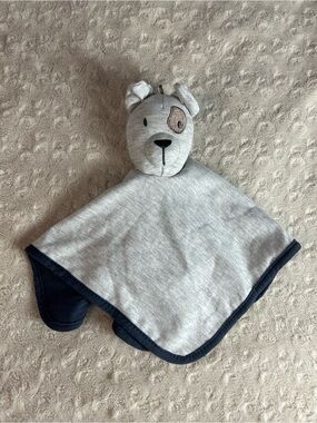 Suzhou Megatex Puppy Dog Lovey Security Blanket Blue Heather Gray Tan Eye Spot